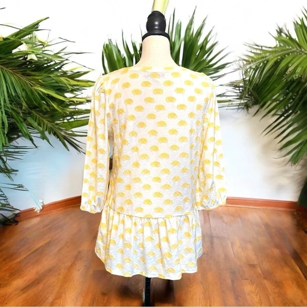 LOFT Yellow Dot Peplum Top - Size Small - NWT - Polka Dot / Spring